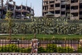 Sculpture of shivaji MaharajÃ¢â¬â¢s Darbar outside of compound wall Under Construction Building